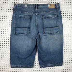 Royal Blue Y2K Jorts Wide Leg Denim Jean Shorts Size 42 Grunge Style Skate Baggy